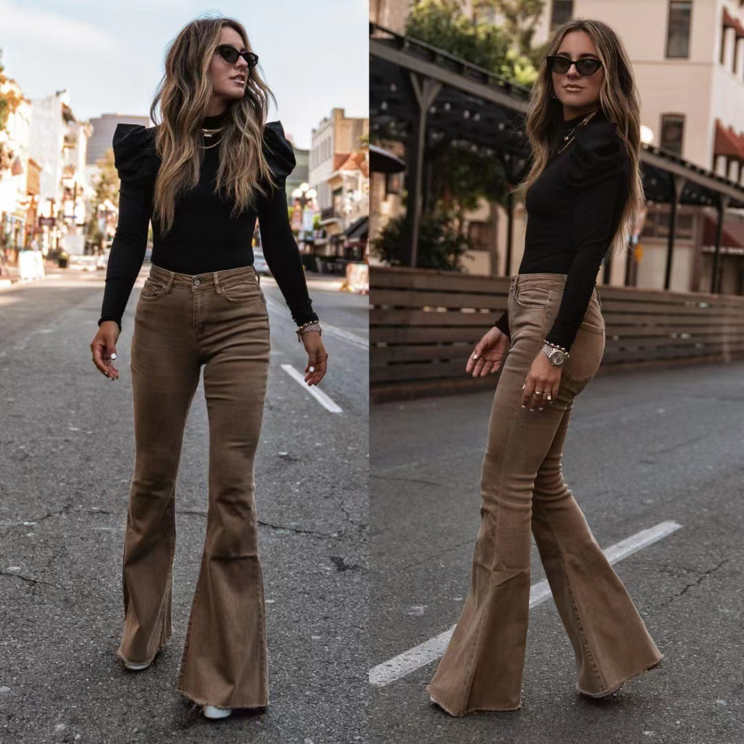 VELVET FLARE PANTS