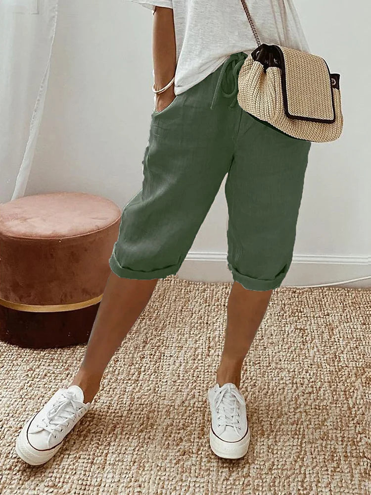 Capri Bomull linné Damer Shorts