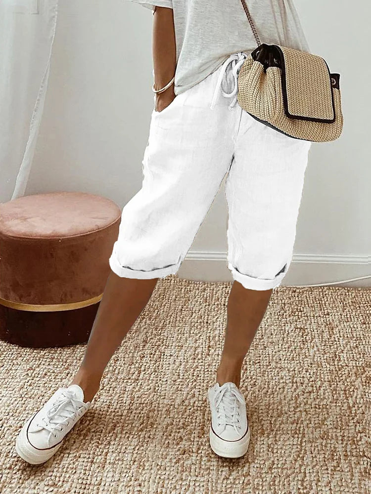 Capri Bomull linné Damer Shorts