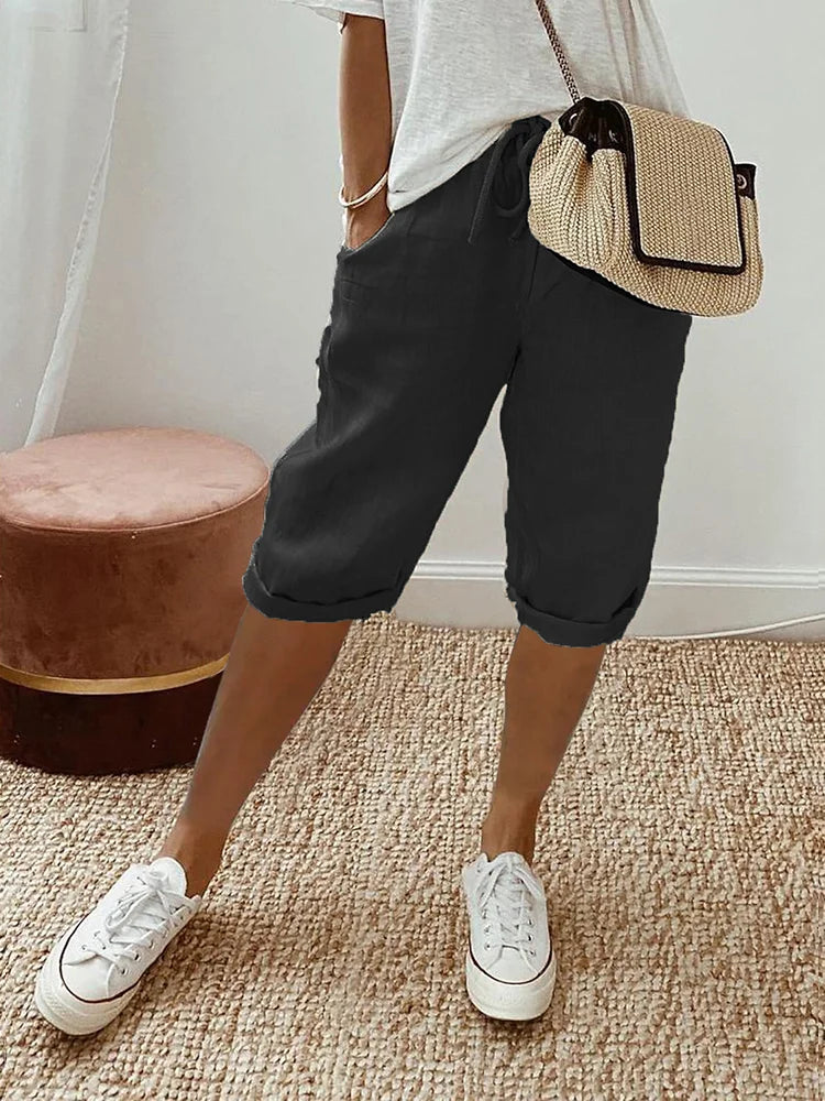 Capri Bomull linné Damer Shorts